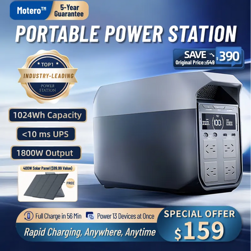Motero™ Stay Powered Anywhere: Solar + Large Capacity = Ultimate Freedom (Only $159!)
