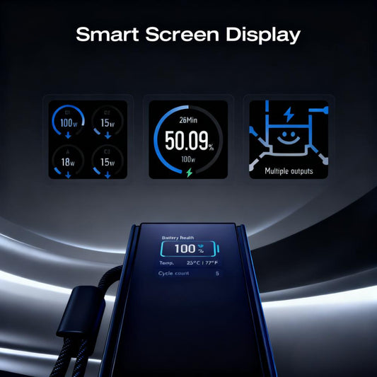 170W Portable Power Bank with Smart Display and Dual Built-in Cables